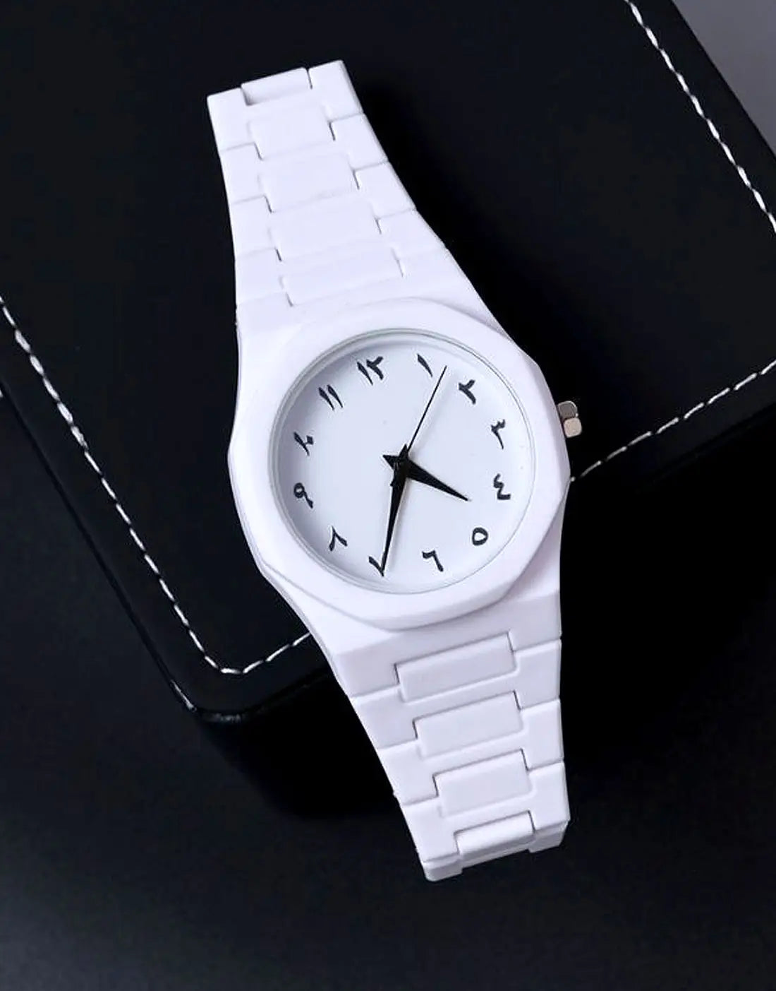 Full White Aura Watch Elegant Design Durable Build Comfortable Strap Clear Display Perfect For Daily Wear And Special Occasions