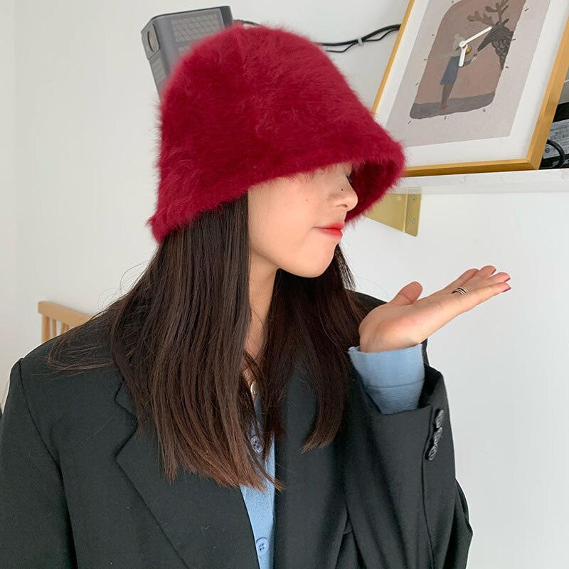 Fuzzy Plush Winter Bucket Hat