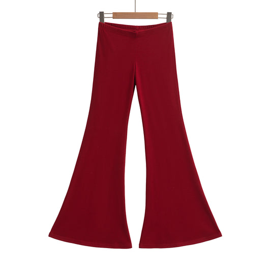 Retro High-Waist Drapey Bell-Bottom Flare Pants