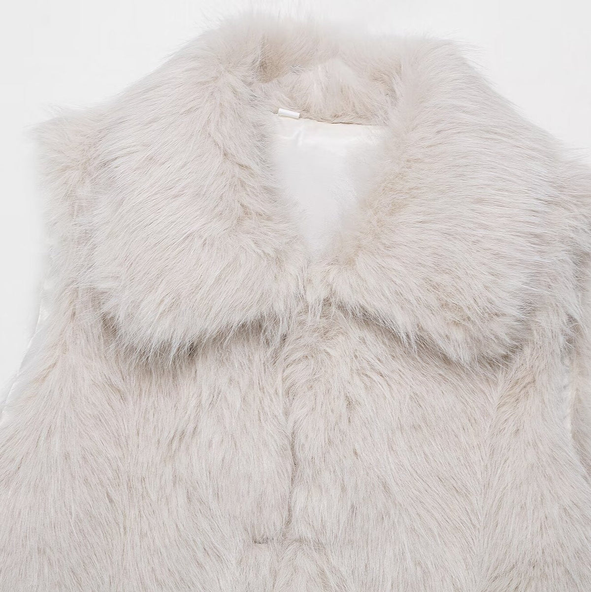 Plush Cropped Faux Fur Collar Vest"