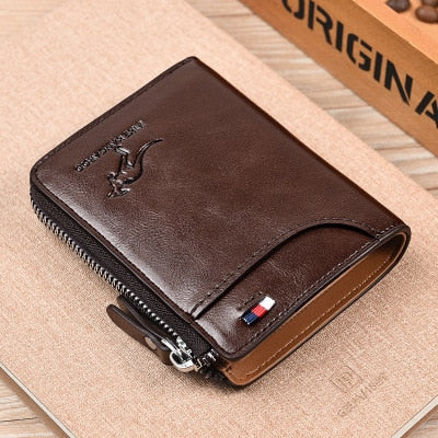 Vintage Leather Zip-Around Bifold Wallet & Card Holder