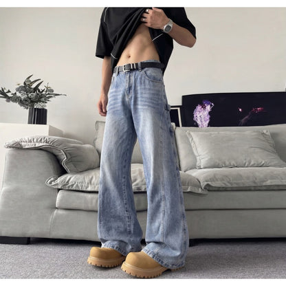 Cyberpunk Studded Flare Wide-Leg Denim Jeans