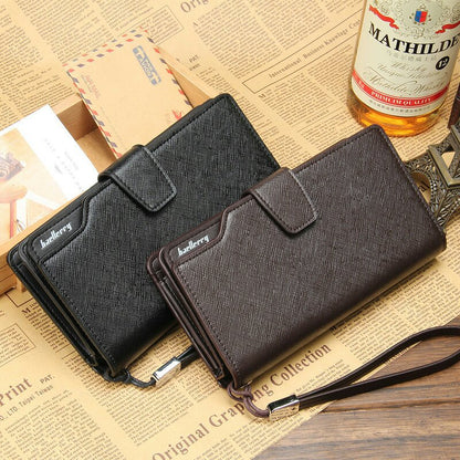 Executive Textured Leather Wristlet Clutch Wallet