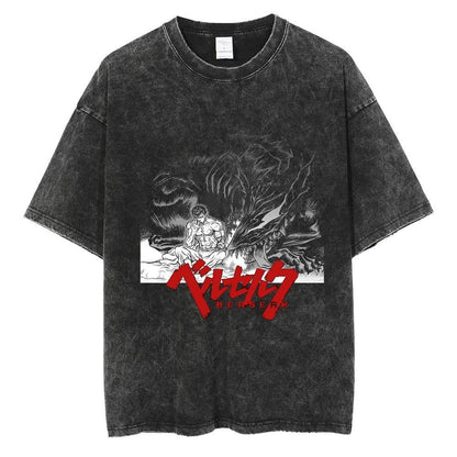 Men Hip Hop Streetwear Tshirt Washed Black