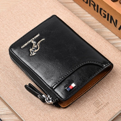 Vintage Leather Zip-Around Bifold Wallet & Card Holder