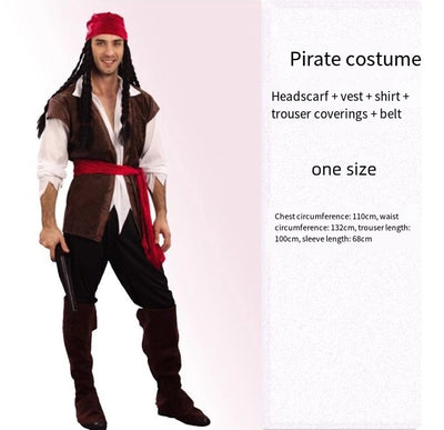 Makeup ball Halloween costume cosplay Captain Jack costume adult male pirate costume Caribbean pirate costume