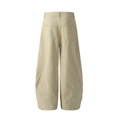 Multi-Button Curved Seam Wide-Leg "Banana" Trousers