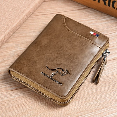 Vintage Leather Zip-Around Bifold Wallet & Card Holder