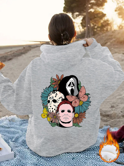 Spooky Vibes Halloween Floral Graphic Hoodie