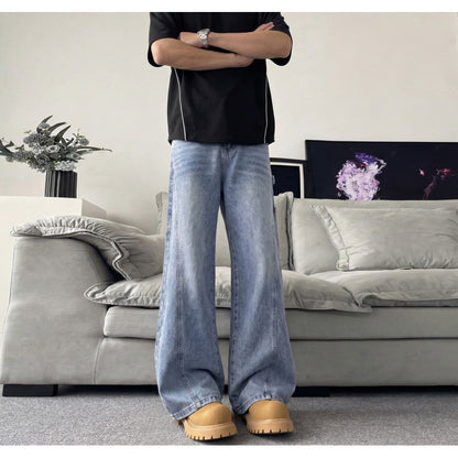 Cyberpunk Studded Flare Wide-Leg Denim Jeans