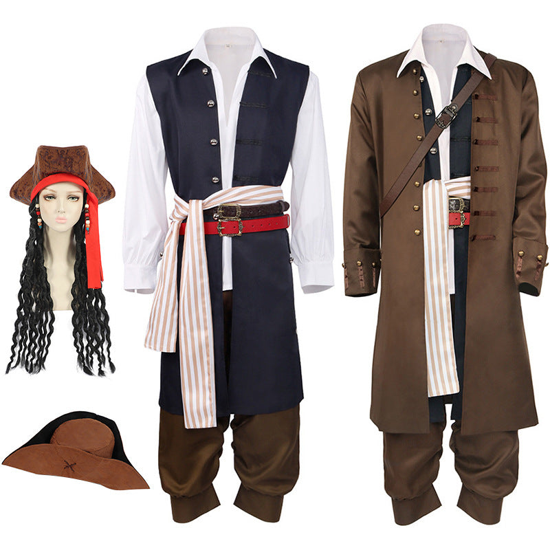 Cosplay costume Caribbean pirate long sleeved wig pants performance costume cosplay costume
