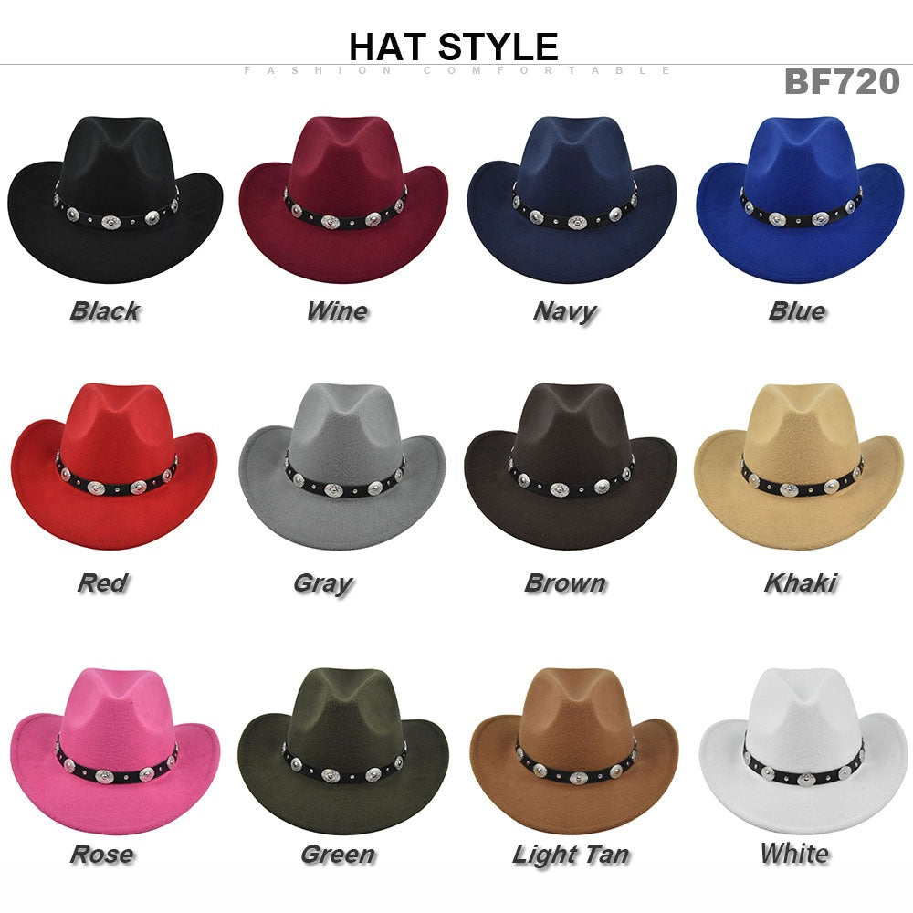 Vintage Studded Band Felt Cowboy Hat