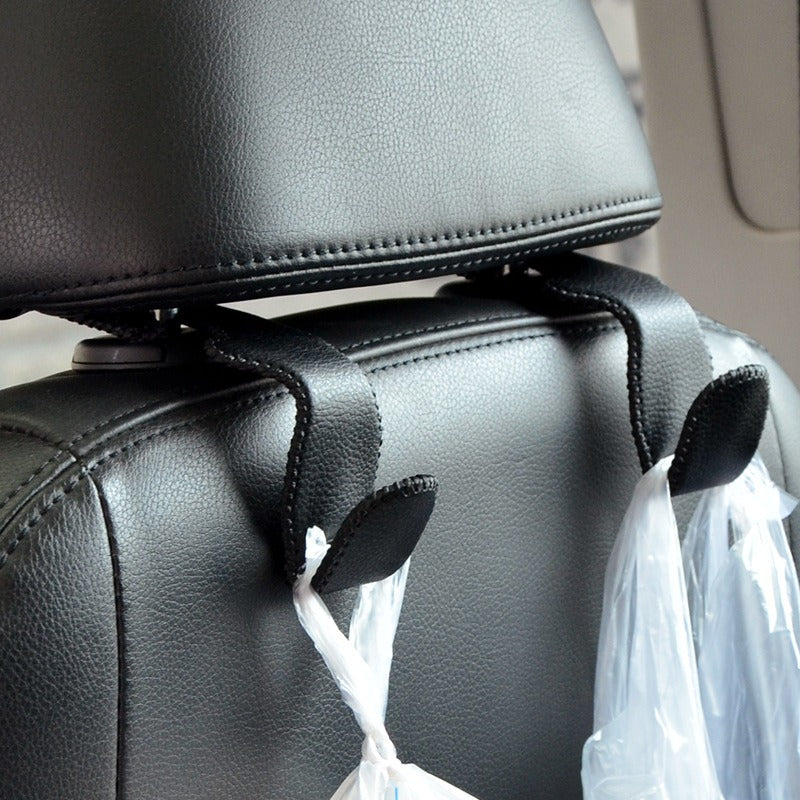 Premium Leather Car Seat Hidden Hooks (Pack of 2)