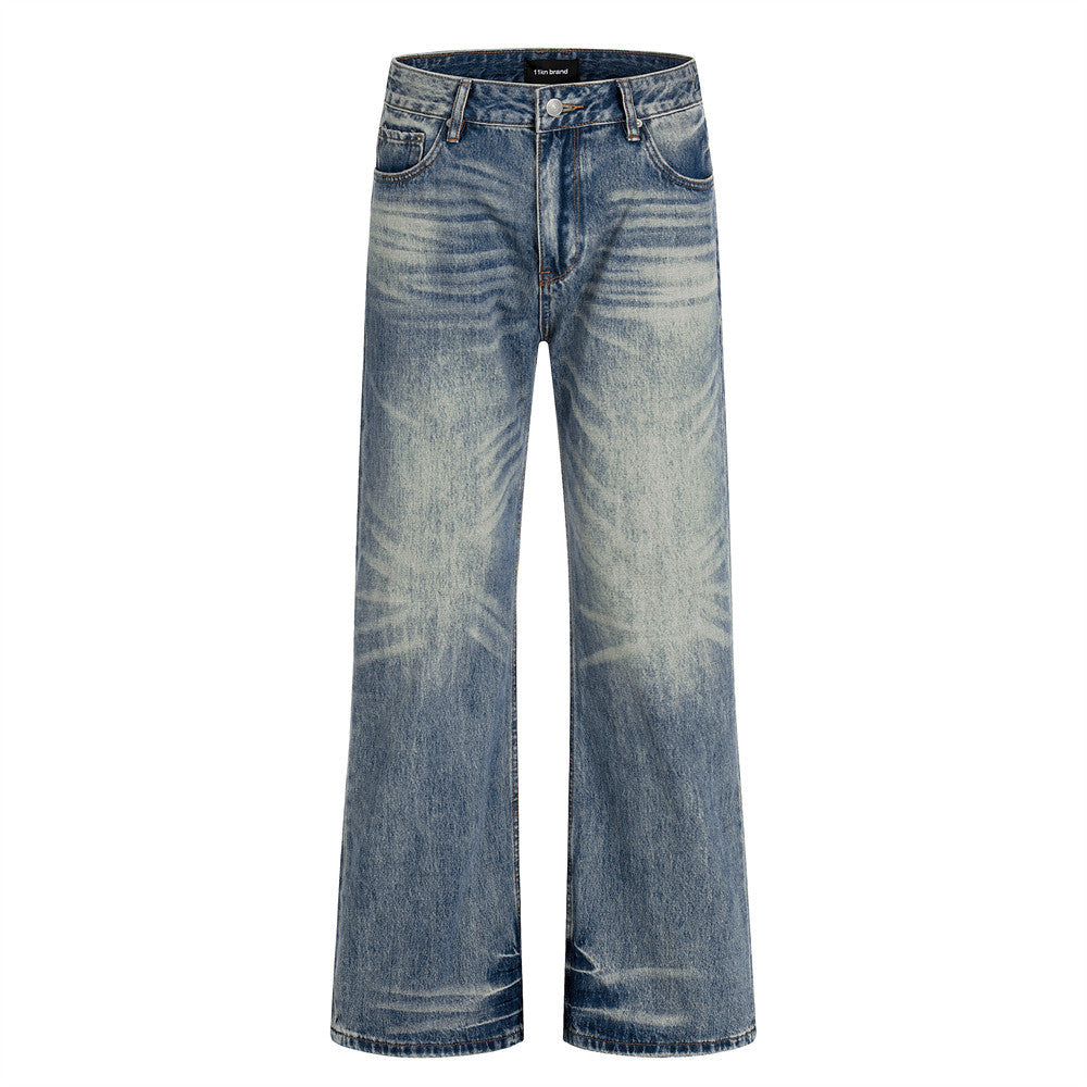 Vintage Acid Wash Relaxed Wide-Leg Jeans