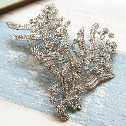 Luxury Silver Leaves Bridal Hair Comb