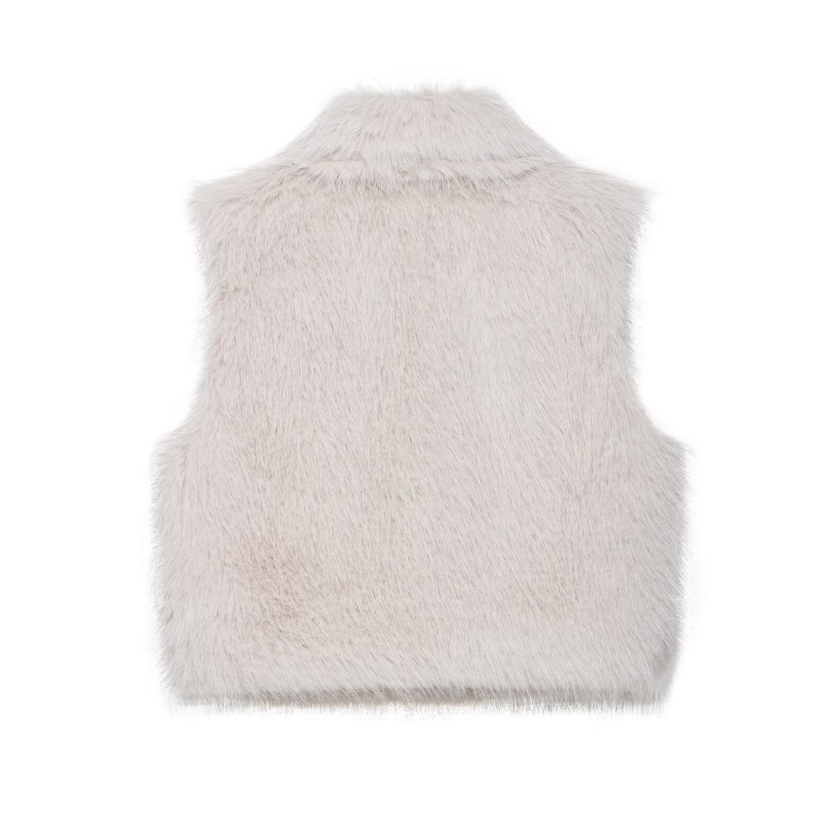 Plush Cropped Faux Fur Collar Vest"