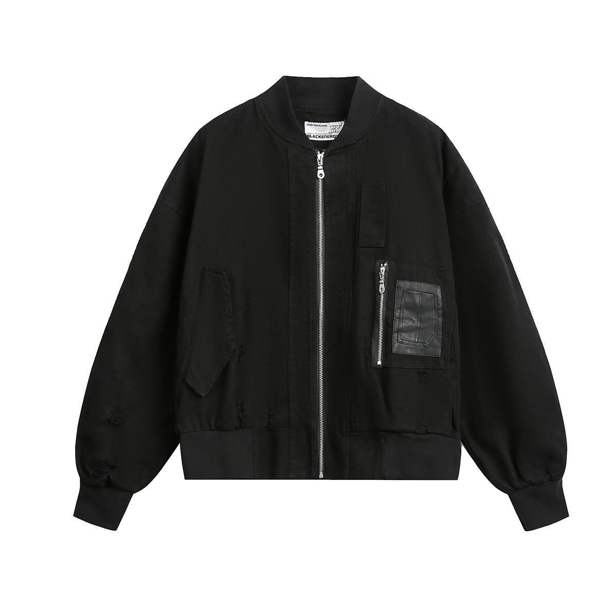 Minimalist Distressed Utility Bomber Jacket