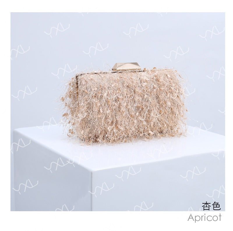 Elegance Feathered Tassel Evening Clutch & Crossbody