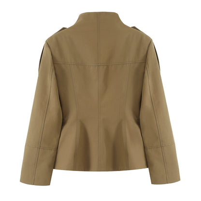 Military Utility Stand-Collar Jacket & Sailor Shorts Set
