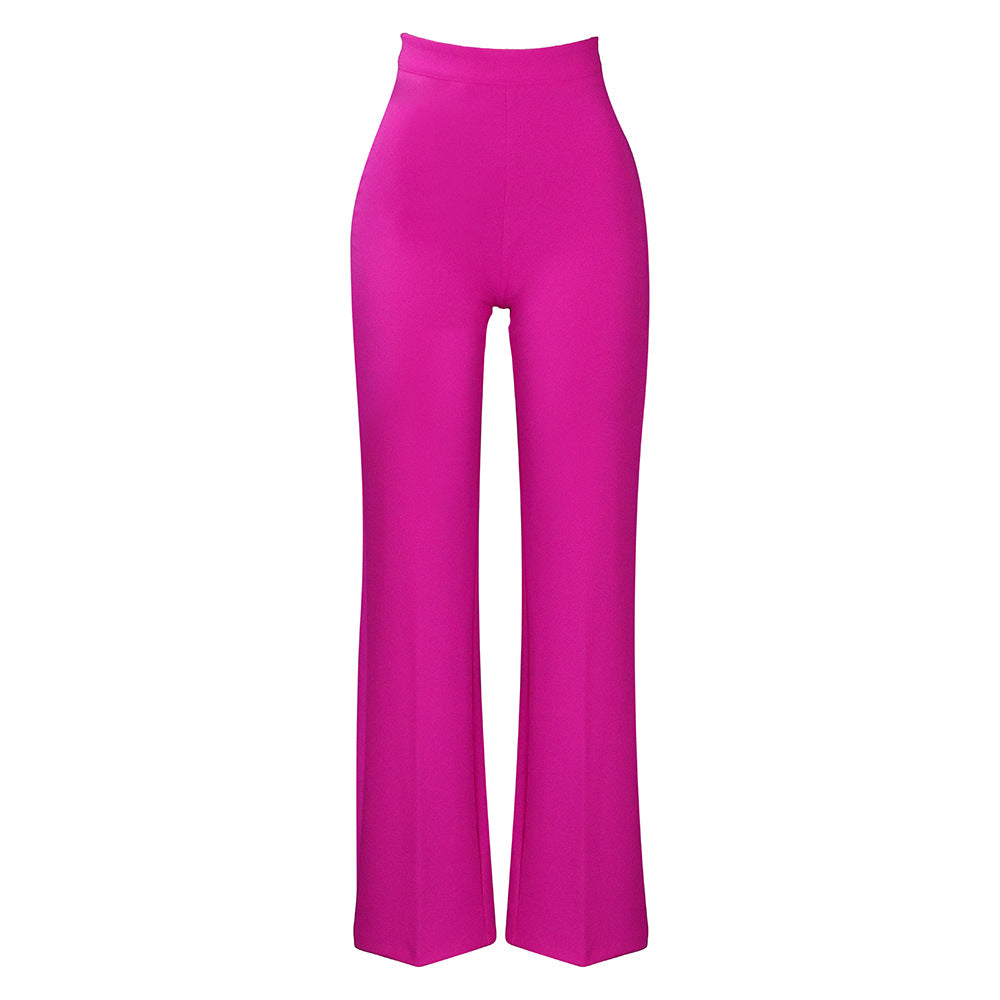 Vibrant High-Waist Wide-Leg Tailored Trouser