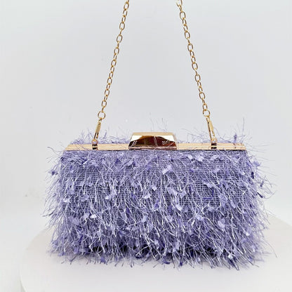 Elegance Feathered Tassel Evening Clutch & Crossbody