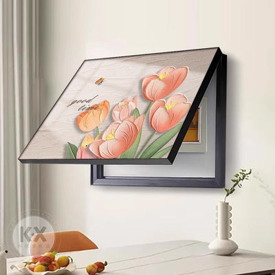Cream style decorative painting living room distribution box switch box covered hanging painting