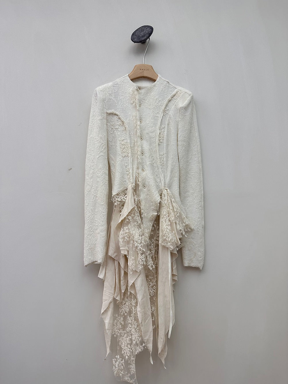 Asymmetric Lace Spliced Draped Tunic Blouse