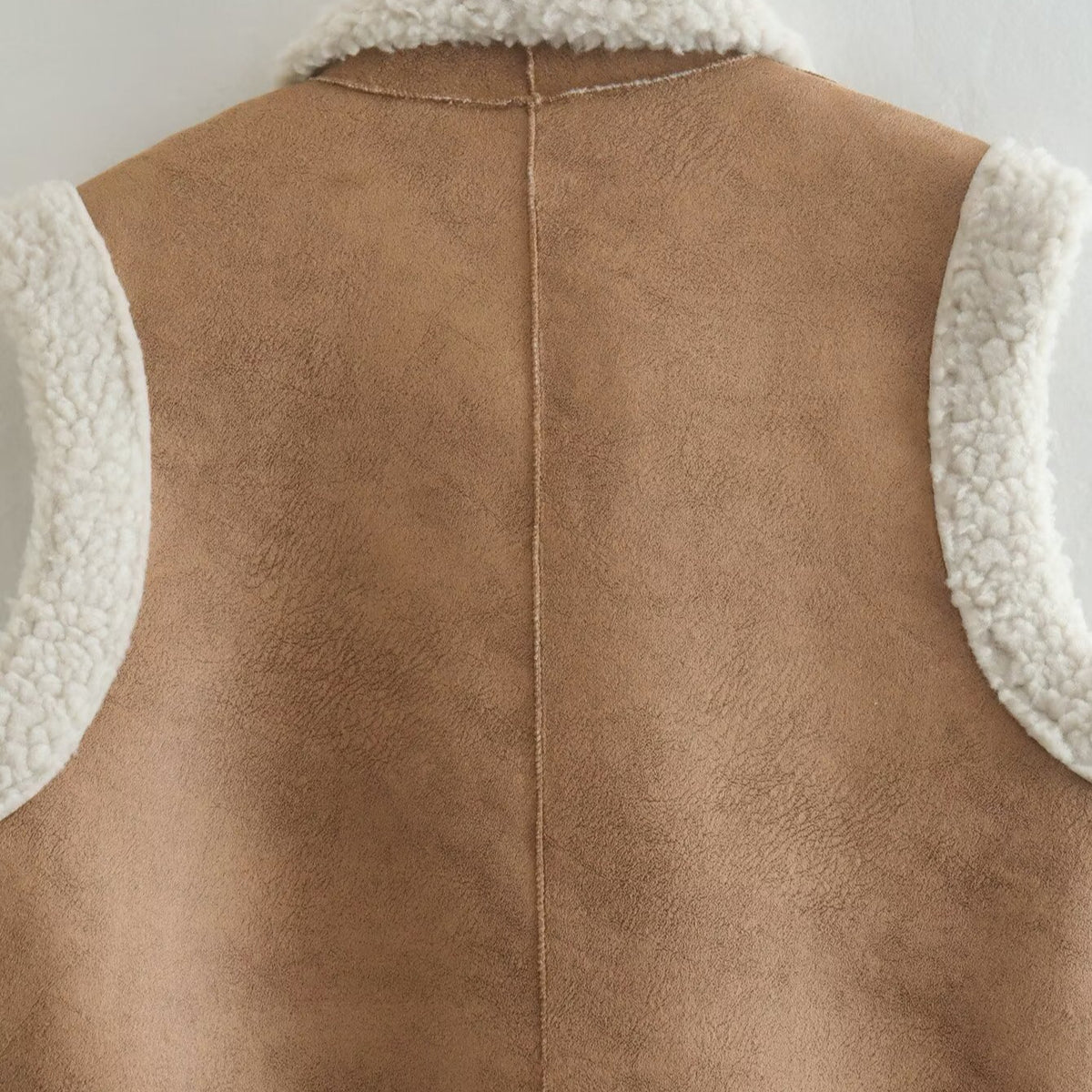 Vintage Shearling Trimmed Faux Suede Vest