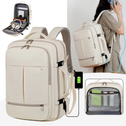Multi-Compartment USB Charging Business & Travel Backpack