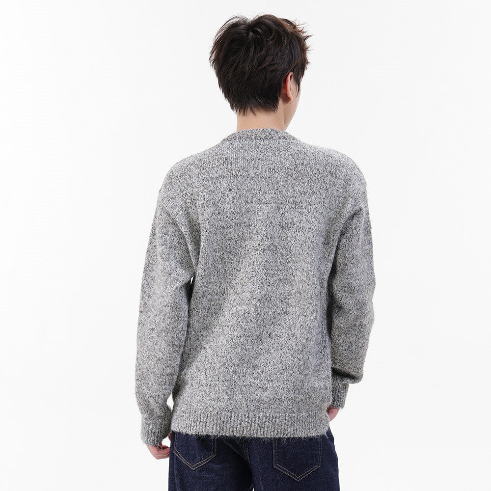 Minimalist Marled Knit Quarter-Zip Sweater