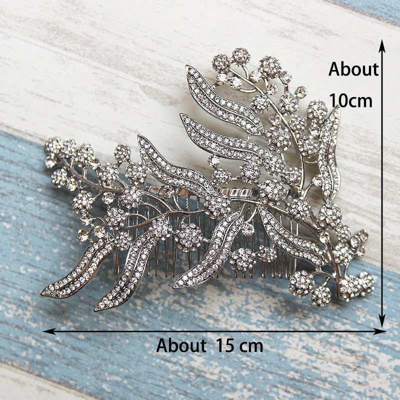 Luxury Silver Leaves Bridal Hair Comb