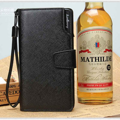Executive Textured Leather Wristlet Clutch Wallet