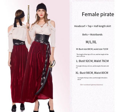 Makeup ball Halloween costume cosplay Captain Jack costume adult male pirate costume Caribbean pirate costume
