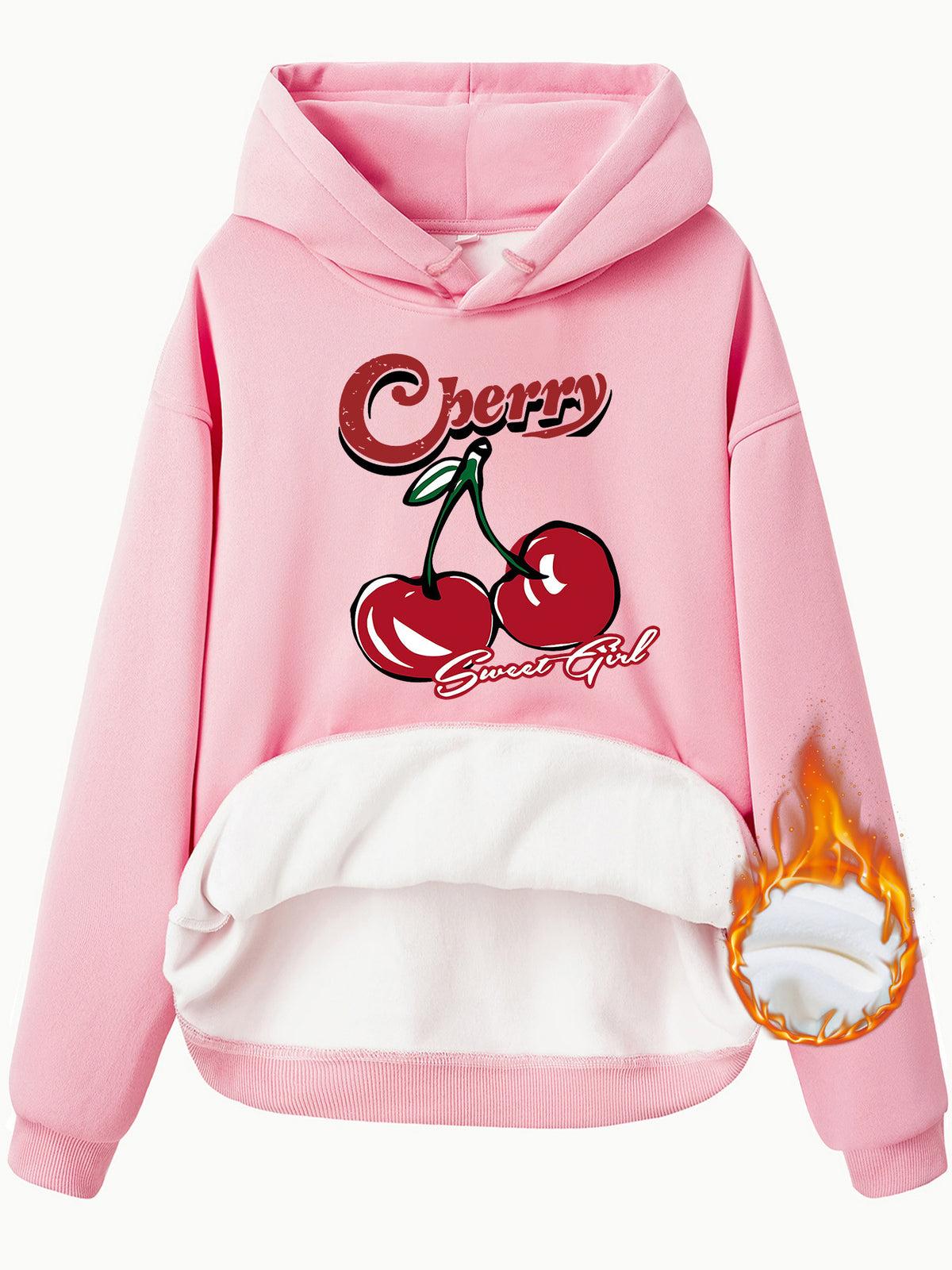 Retro Cherry Sweet Plush Fleece Hoodie