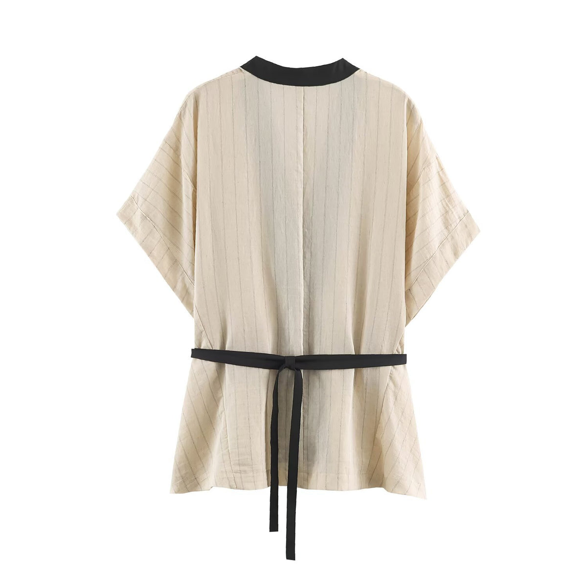 Japanese Kimono-Style Cross Wrap Top & Wide-Leg Trouser Set