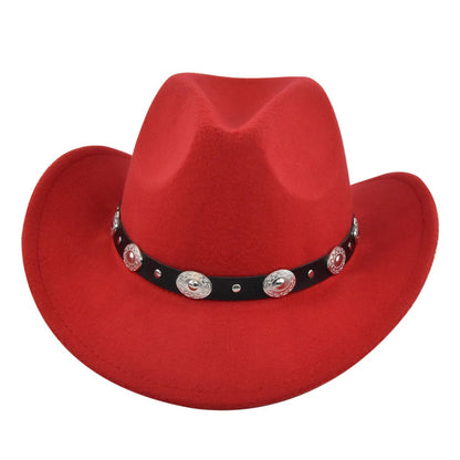 Vintage Studded Band Felt Cowboy Hat