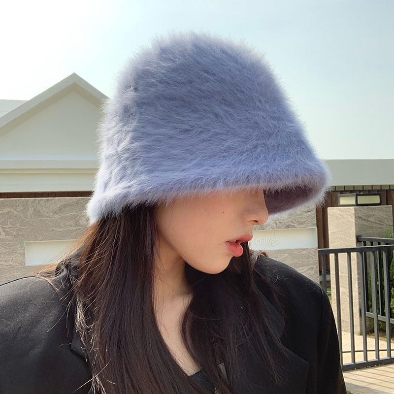 Fuzzy Plush Winter Bucket Hat