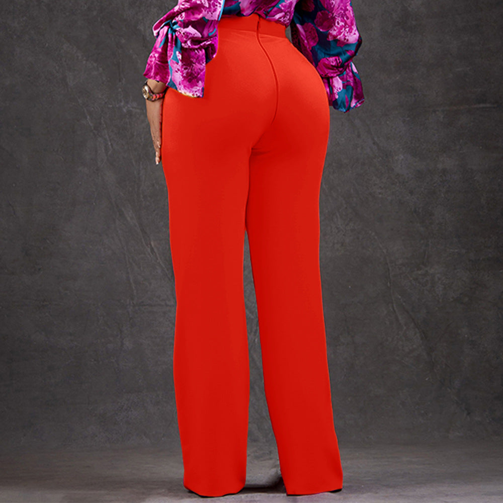 Vibrant High-Waist Wide-Leg Tailored Trouser