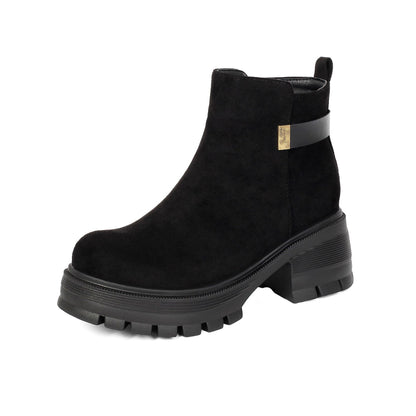 Chunky Lug-Sole Side-Zip Ankle Boots