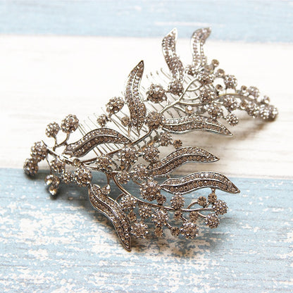 Luxury Silver Leaves Bridal Hair Comb