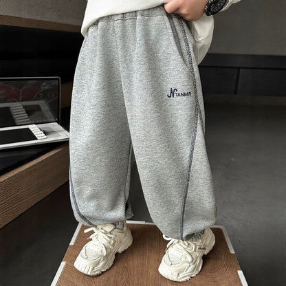 Boys Contrast Stitch Loose Fit Athletic Joggers