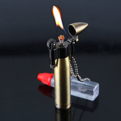 Creative Metal Windproof Kerosene Lighter Portable with Hanging Chain Gift