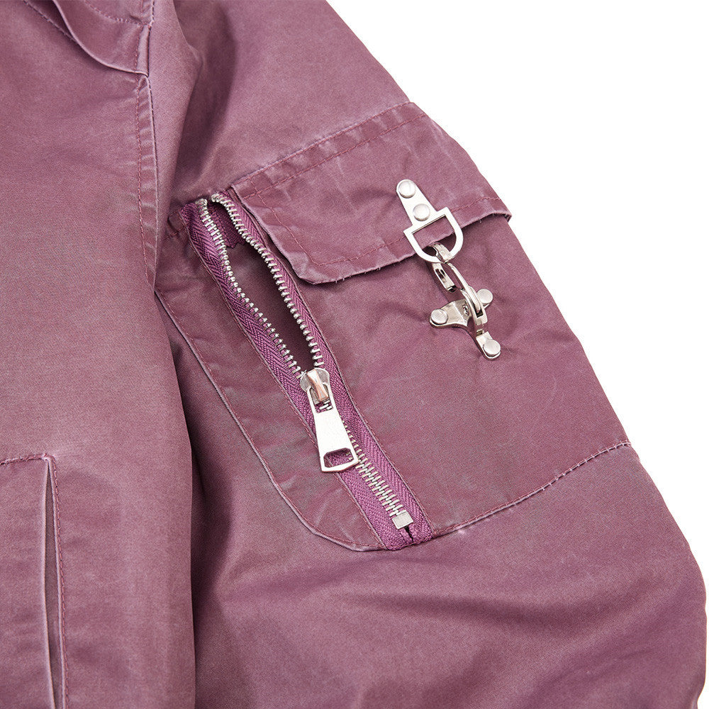 Vintage Washed Utility Flight Jacket with Buckles