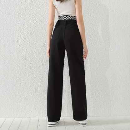 Sparkling Rhinestone High-Waist Wide-Leg Jeans
