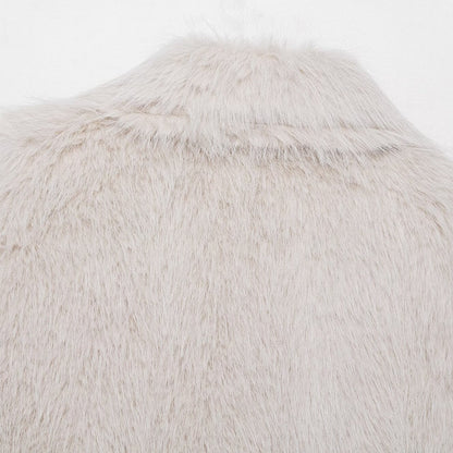 Plush Cropped Faux Fur Collar Vest"