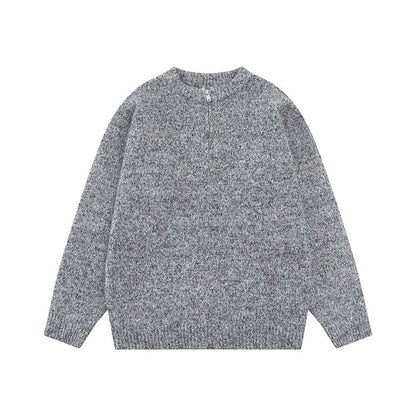 Minimalist Marled Knit Quarter-Zip Sweater