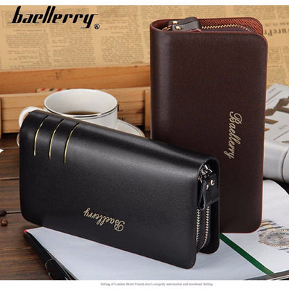 Executive Multi-Pocket Leather Phone Wallet Clutch