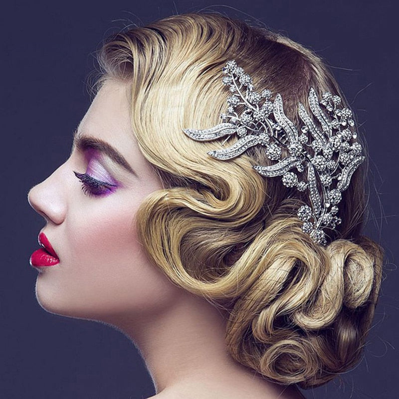 Luxury Silver Leaves Bridal Hair Comb