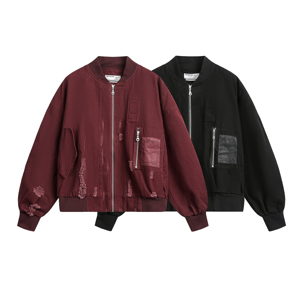 Minimalist Distressed Utility Bomber Jacket
