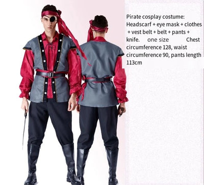 Makeup ball Halloween costume cosplay Captain Jack costume adult male pirate costume Caribbean pirate costume